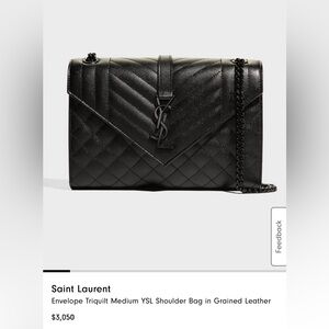 Saint Laurent
Envelope Triquilt Medium YSL Shoulder Bag in Grained Leather